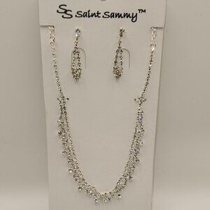 Saint Sammy Austrian Crystal Necklace/Earrings Set Rainfall Prom and Wedding